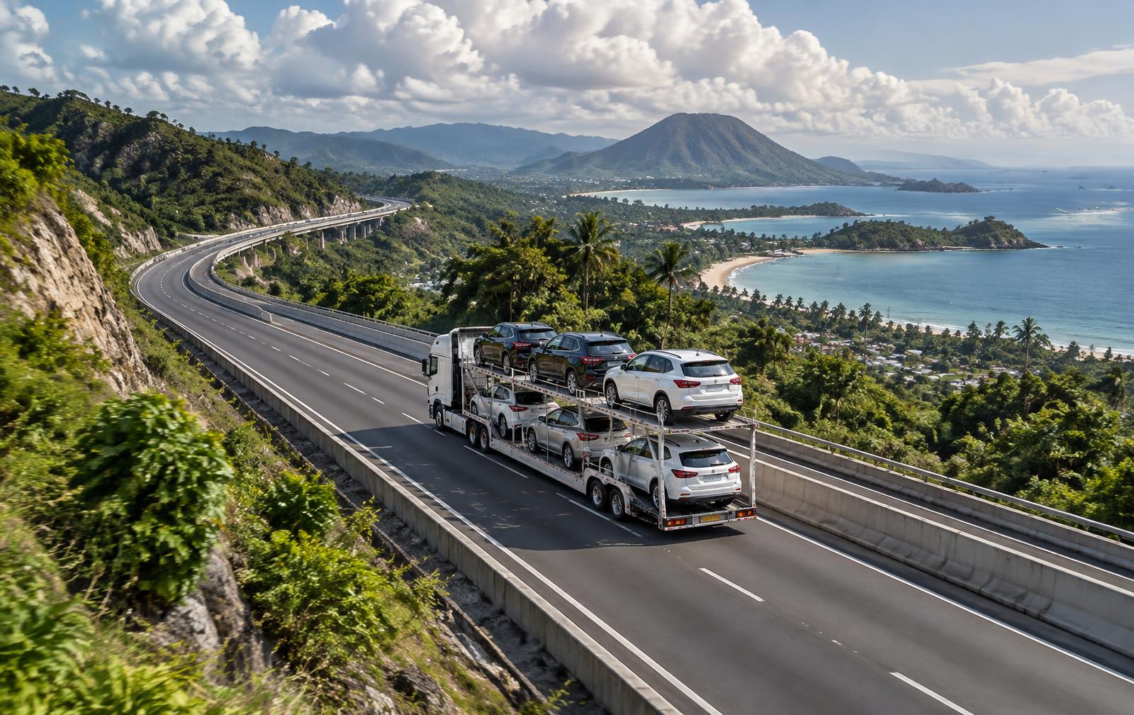 Armada pengiriman kendaraan melintasi rute Indonesia